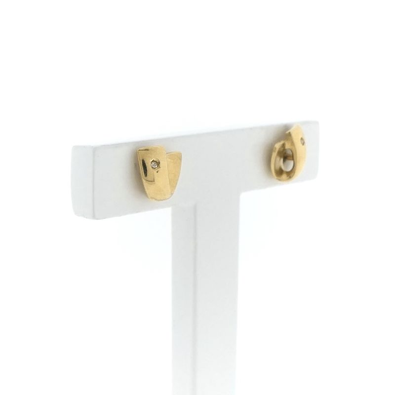 Image 2 of Gold stud earrings with diamond; 0.01 ct.