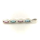 Image 3 of Silver pendant with blue and pink stones