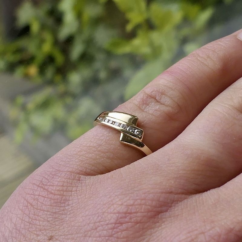 Image 8 of Golden fantasy ring with diamond 0.085 ct.