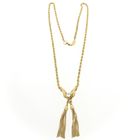 Image 3 of Gold twisted link chain with tassels and zirconia