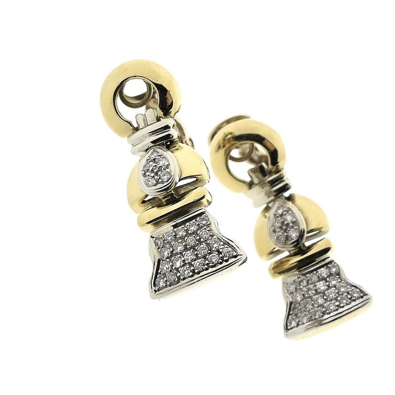 Image 2 of Bicolor gold earrings with diamonds; 0.75 ct.