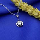 Image 2 of White gold necklace with fixed pendant and diamond; 0.70 ct.