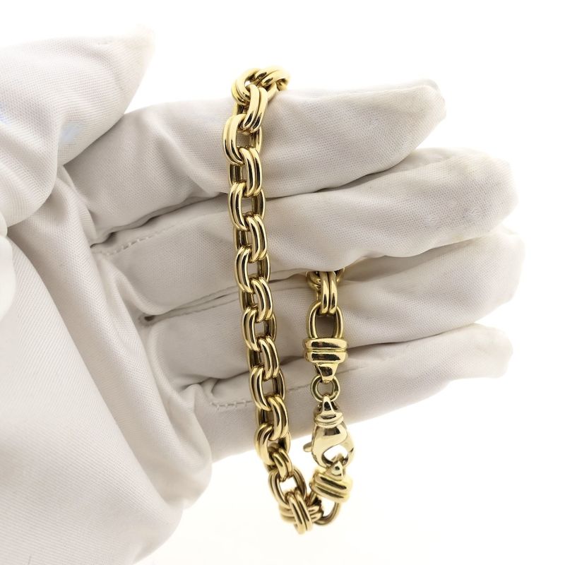 Image 5 of Gold double anchor link bracelet