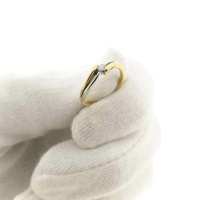 Image 10 of Two-tone gold solitaire ring with 0.08 ct. diamond | Diamonde