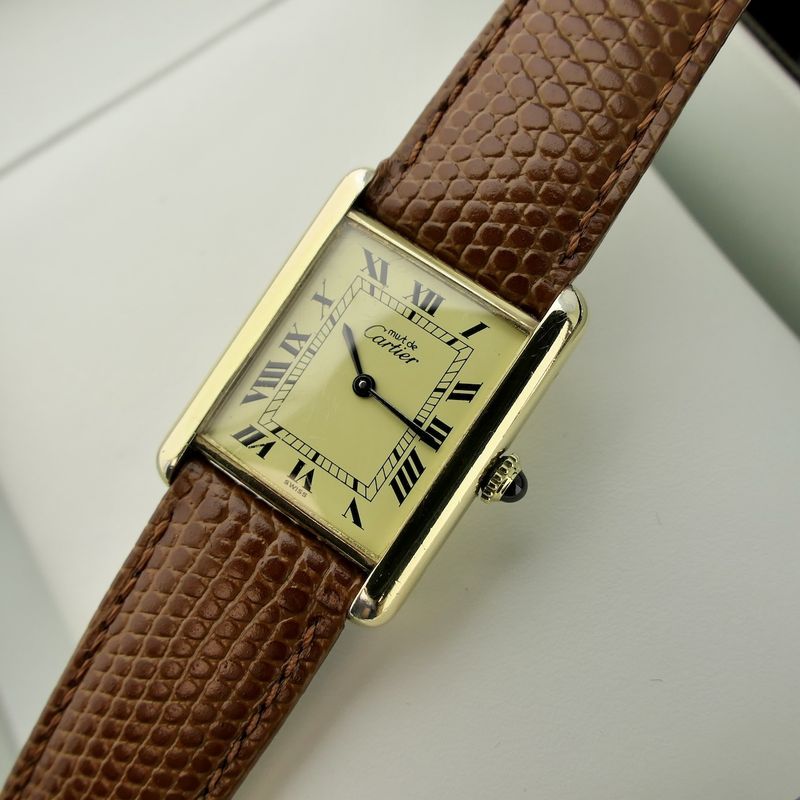 Image 17 of Cartier Tank Vermeil 'Large'; Vintage mechanical watch