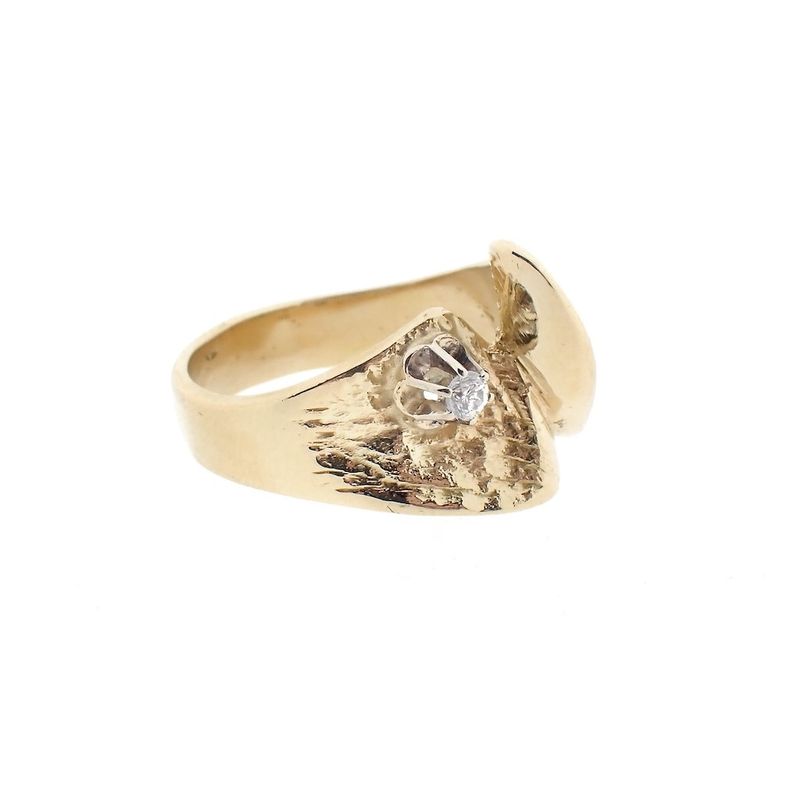 Image 4 of Golden abstract fantasy ring with diamond 0.06 ct.