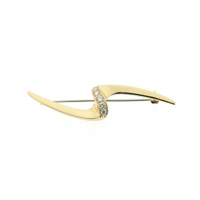 Image 1 of Gold brooch with diamonds; 0.17 ct.