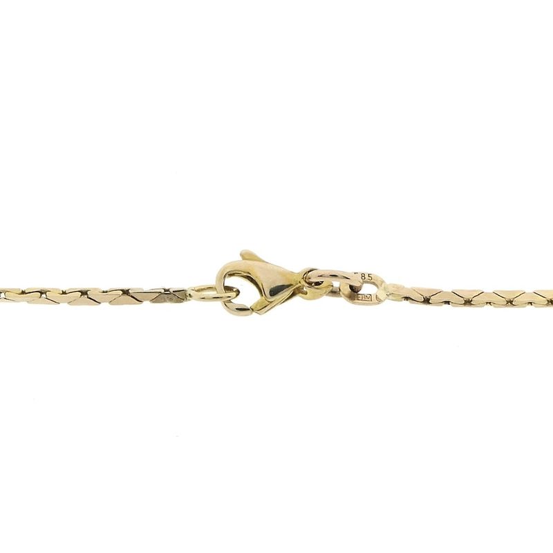 Image 9 of Two-tone gold cobra link necklace with a fixed pendant and diamond