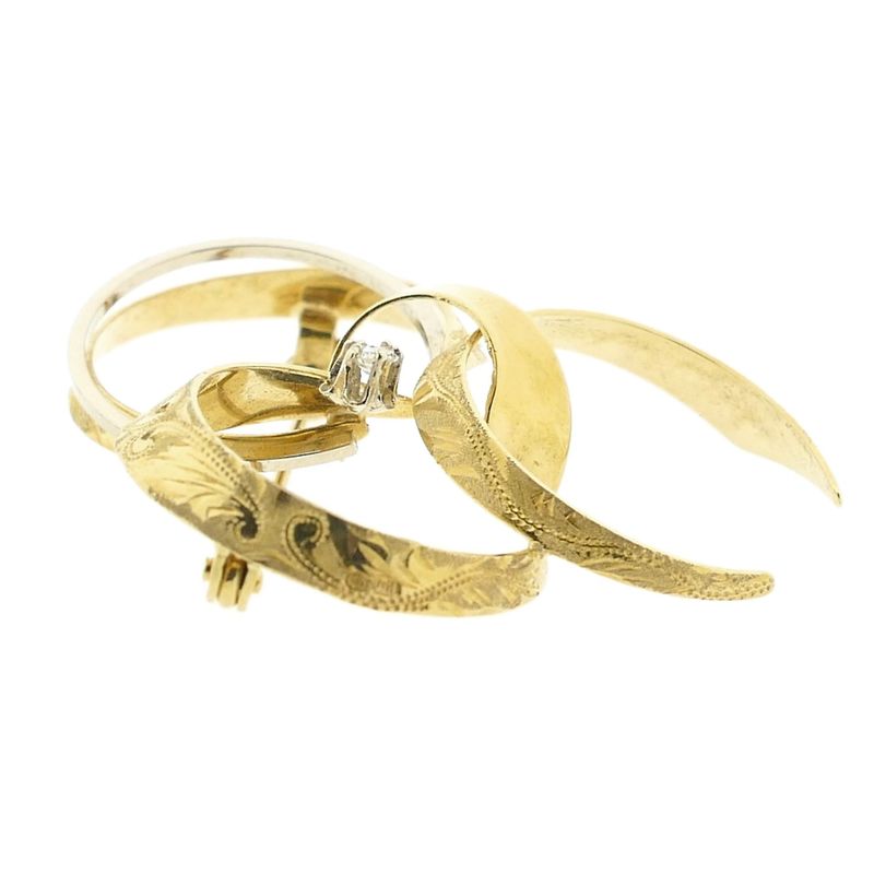 Image 7 of Vintage two-tone gold fantasy brooch with diamond; 0.035 ct.