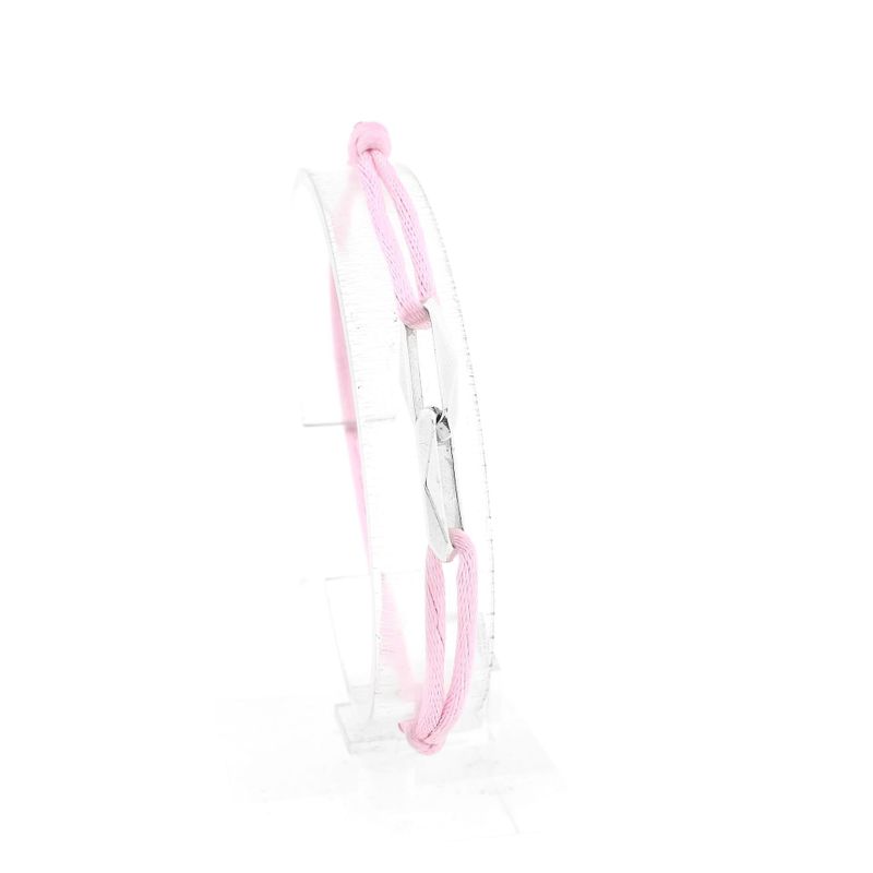 Image 3 of Forever Knots® Handmade Pink Satin Bracelet with Silver Link