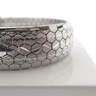 Image 9 of Silver wide link bracelet; Rhodium plated | 19 cm