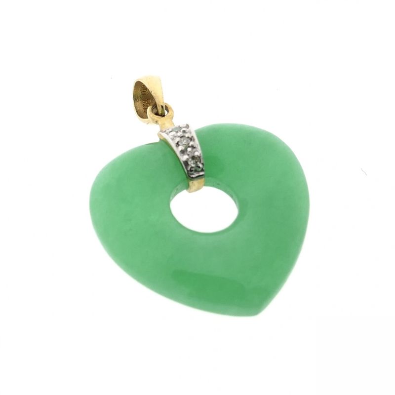 Image 6 of Gold jade pendant with diamond | 0.03 ct.