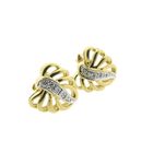 Image 4 of Gold leaf stud earrings with diamond | 0.05 ct.