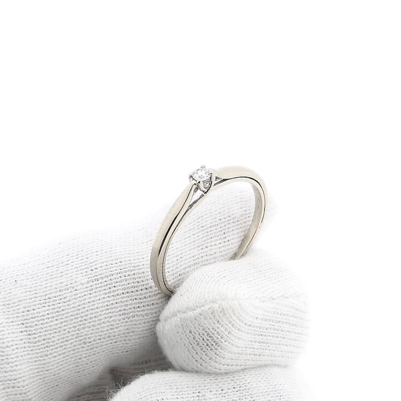 Image 9 of White Gold Engagement Ring with 0.07 ct Diamond; 14K; Size 18.5