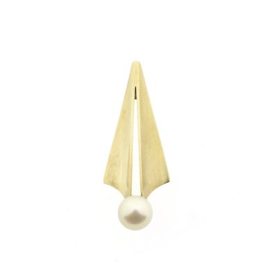 Gold abstract pendant with cultured pearl Image 1 of Gold abstract pendant with cultured pearl