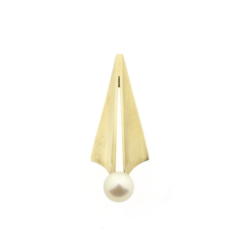 Image 1 of Gold abstract pendant with cultured pearl