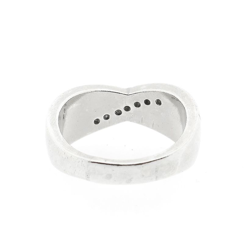 Image 3 of Wide silver crossover ring with zirconia; Fossil
