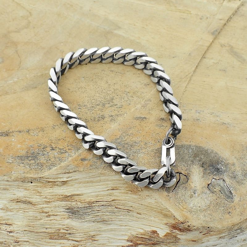Image 4 of Silver robust gourmet link bracelet; Men | 21.5 cm