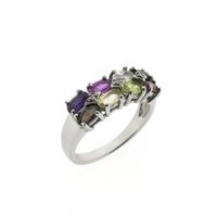Silver ring with mix of gemstones