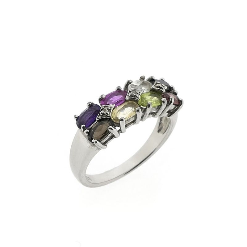 Image 1 of Silver ring with mix of gemstones