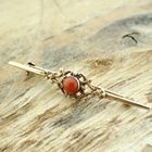 Image 2 of Vintage gold brooch with blood coral; filigree technique