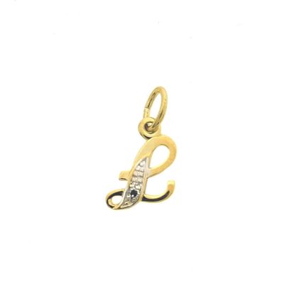 Image 1 of Gold pendant of the letter L with diamond | 0.015 ct.