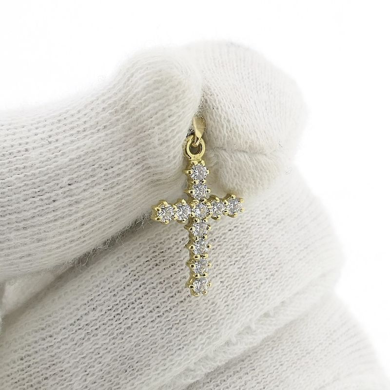 Image 8 of Gold cross pendant with zirconia