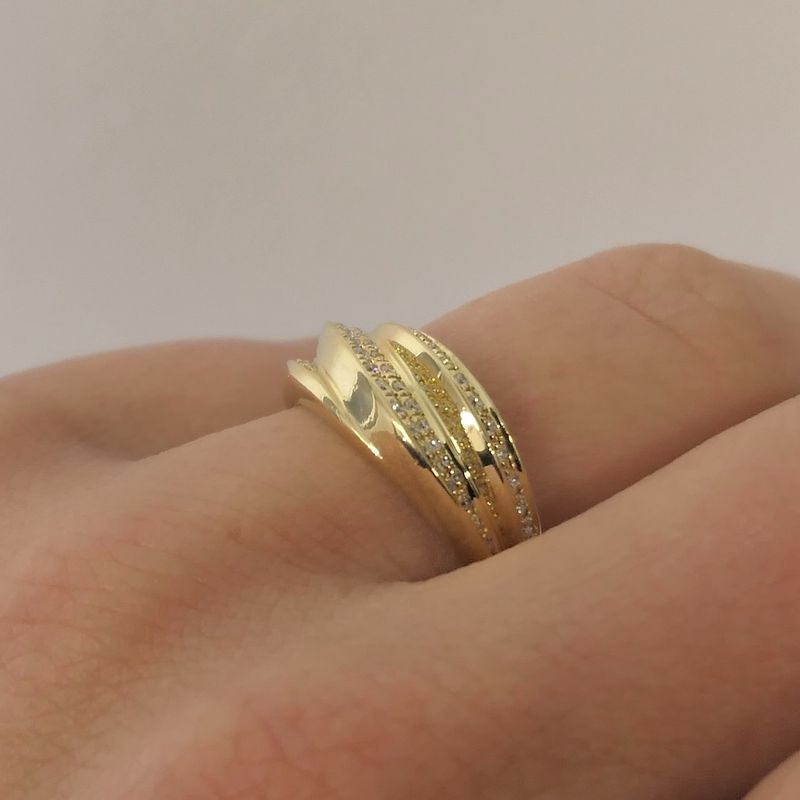Image 8 of Gold pavé ring with diamonds; approx. 0.38 ct.