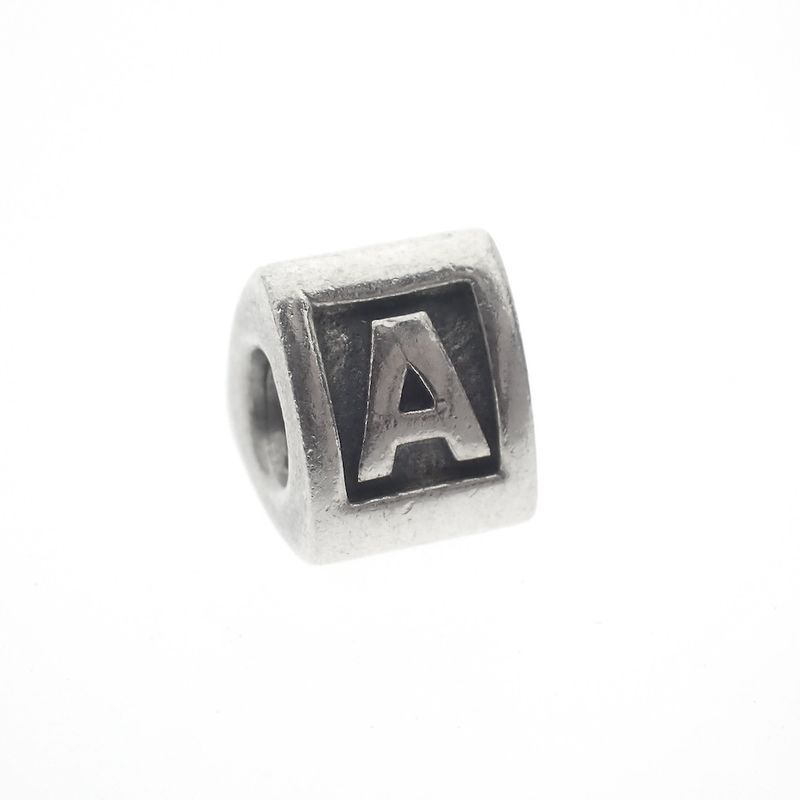 Image 1 of Pandora charm; Silver; Letter charm A