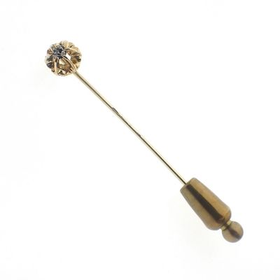 Image 1 of Gold lapel pin, tie pin with diamond | 0.05 ct.