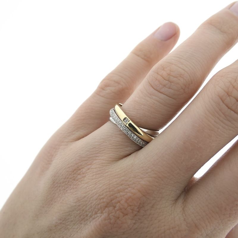 Image 3 of Two-tone gold fantasy ring with 0.20 ct diamond.