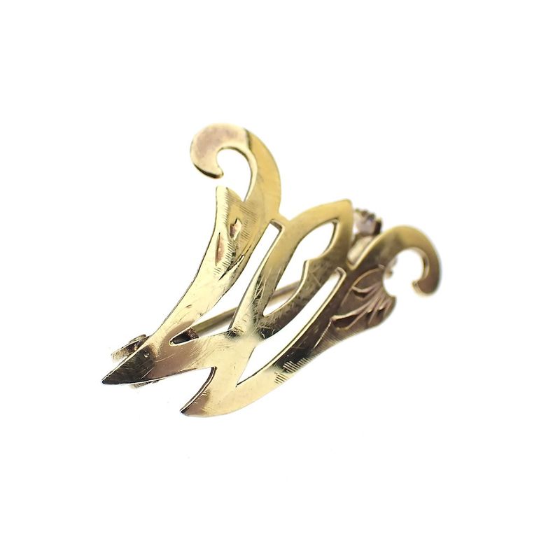 Image 2 of Gold letter brooch; letter M-W | Vintage