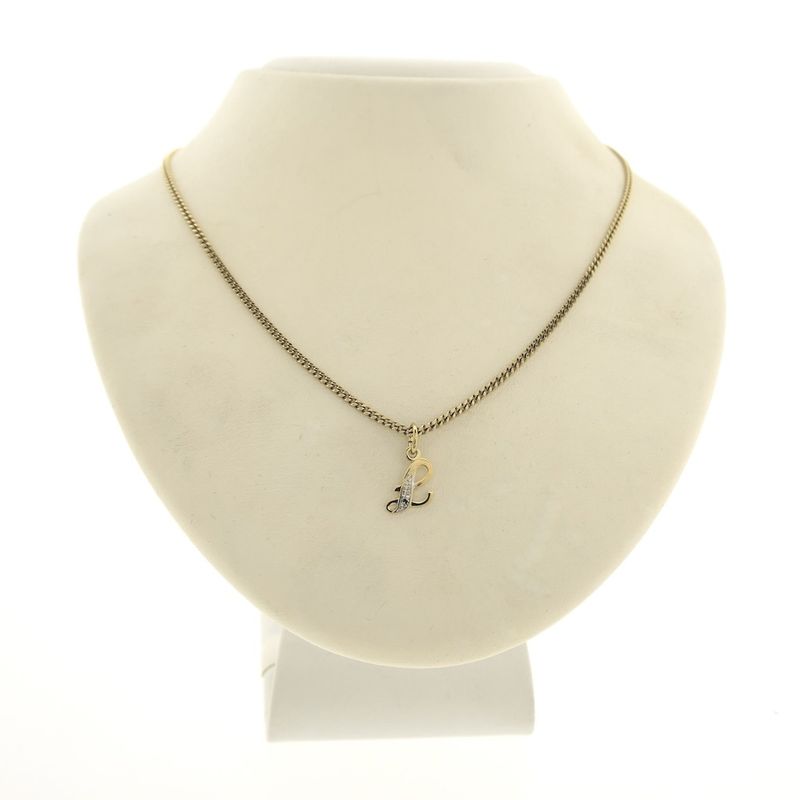 Image 3 of Gold pendant of the letter L with diamond | 0.015 ct.