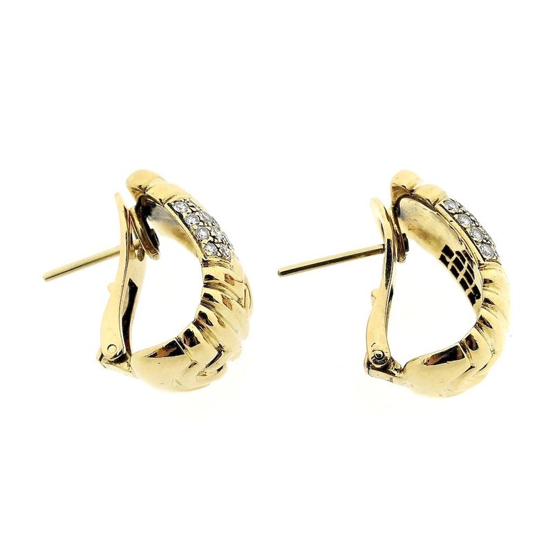 Image 6 of BVLGARI gold earrings with diamonds; 1.32 ct.