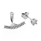Image 4 of Silver stud earrings with zirconia | Ear jacket