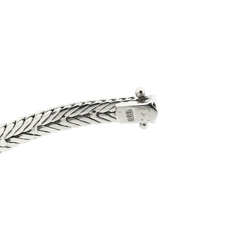Image 7 of White gold herringbone link bracelet with diamonds