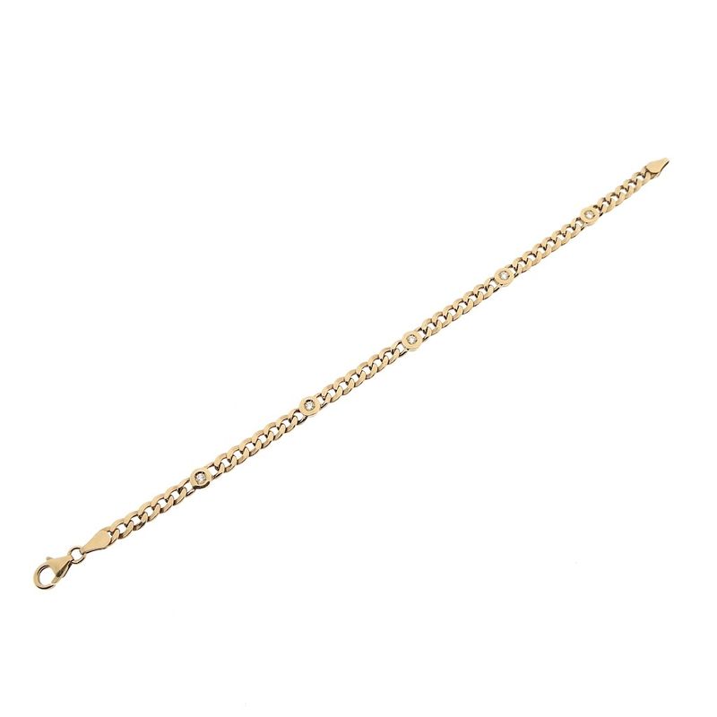Image 6 of Gold flat gourmet link bracelet with diamonds; 0.25 ct.