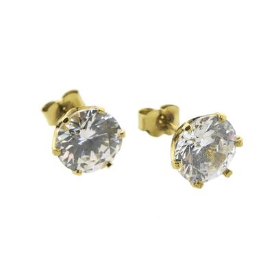 Image 2 of Gold stud earrings with zirconia