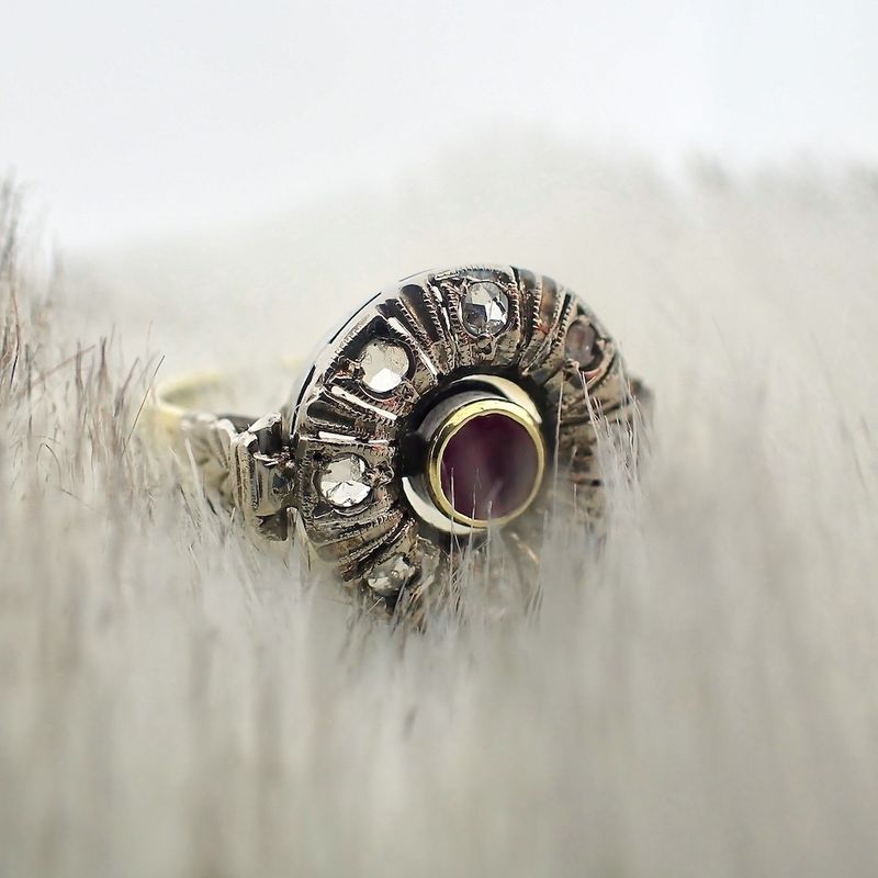 Image 2 of Victorian ruby and diamond ring 0.16 ct. | Antique