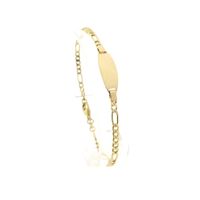 Gold Figaro link bracelet with engraving plate | 18.5 cm