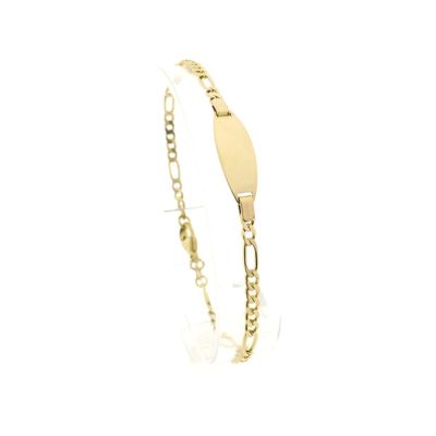 Image 1 of Gold Figaro link bracelet with engraving plate | 18.5 cm