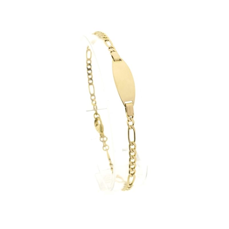 Image 1 of Gold Figaro link bracelet with engraving plate | 18.5 cm