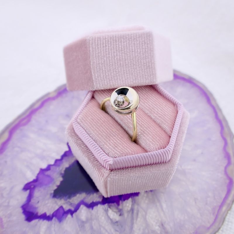 Image 6 of Two-tone gold solitaire ring with diamond; 0.06 ct.