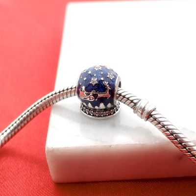 Image 2 of Pandora charm; Silver; Christmas Crystal Ball