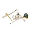 Image 3 of Bicolor Gold Brooch with Green Tourmaline and Diamond; 0.05 ct.; 14 Karat