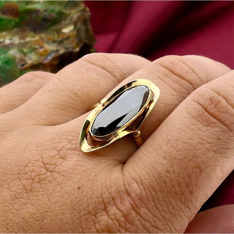 Afbeelding 4 van Gouden ring met hematiet