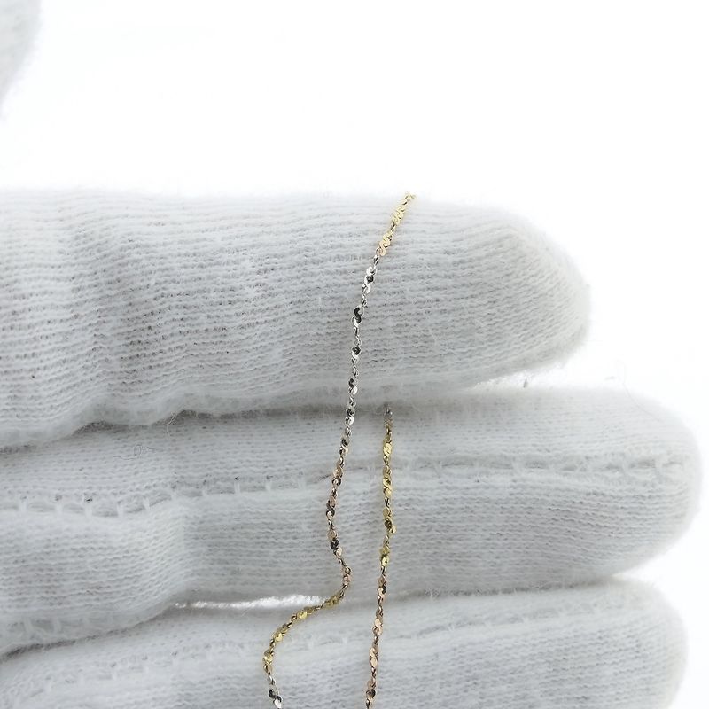 Image 3 of 18K tricolor gold twisted thin chain | 40 cm