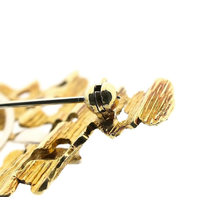 Afbeelding 5 van Bicolor gouden broche met parel