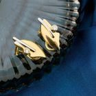 Image 2 of Two-tone gold clip-on earrings with diamonds; 0.04 ct.