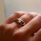 Image 7 of Bicolor Gold Solitaire Ring with Diamond; 14K; Size 17.5